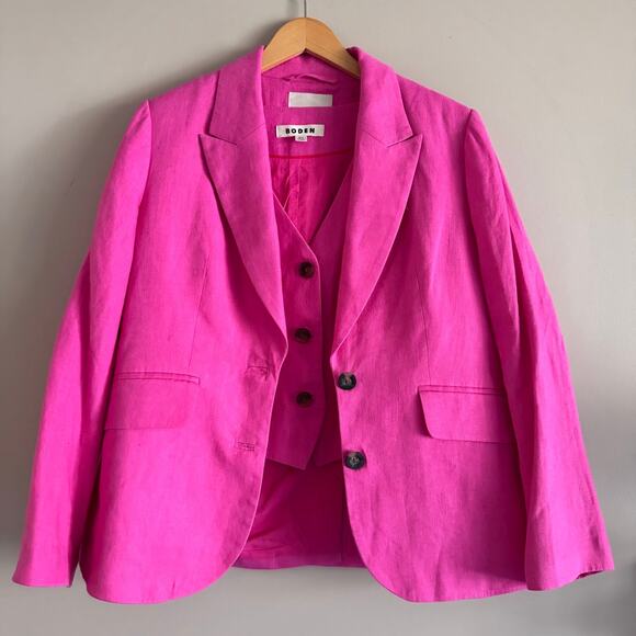 Boden Jackets & Blazers - Boden Hot Pink Linen Blazer and Keswick Waistcoat Tailored Size 10 & 10P